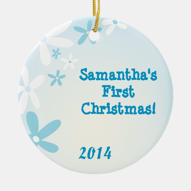 Ornamento de nombre personalizado de flor azul Spr (Frente)