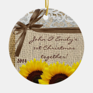 Ornamento de nombre personalizado de flor de sol d