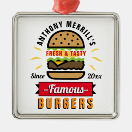 Ornamento de nombre personalizado de hamburguesas