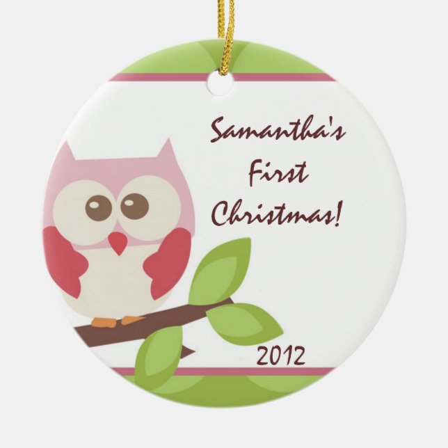 Ornamento de nombre personalizado de Hoot Owl Fore (Frente)