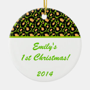 Ornamento de nombre personalizado de Lime Green Le