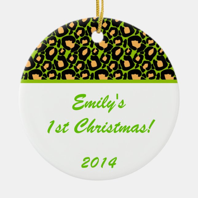Ornamento de nombre personalizado de Lime Green Le (Frente)