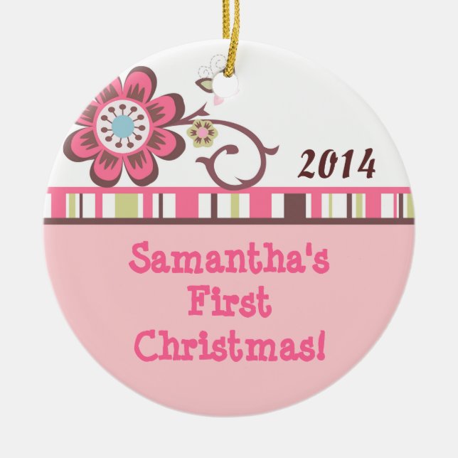 Ornamento de nombre personalizado de mariposa de f (Frente)