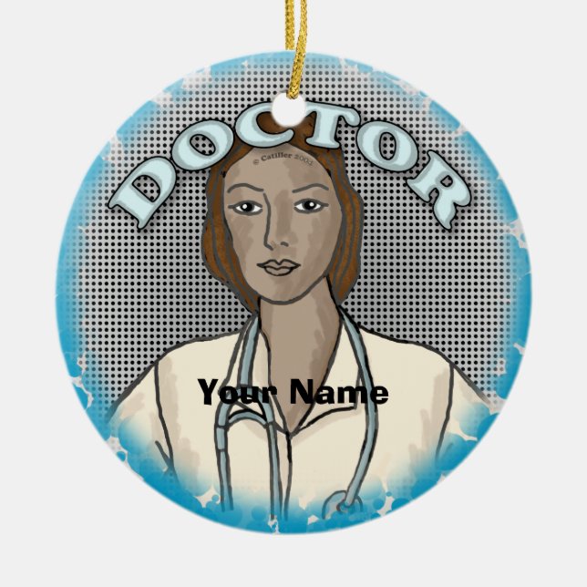 Ornamento de nombre personalizado de Médica hembra (Frente)