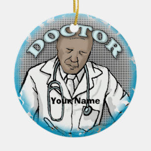 Ornamento de nombre personalizado de Médica retro 