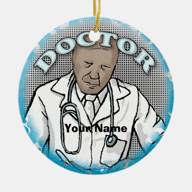 Ornamento de nombre personalizado de Médica retro  (Frente)