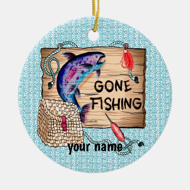 Ornamento de nombre personalizado de pesca de dest (Frente)