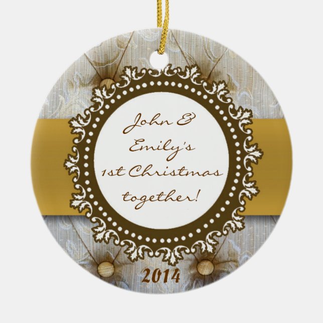 Ornamento de nombre personalizado de Pin Tuck Fabr (Frente)