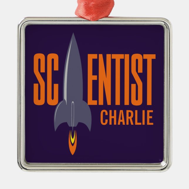 Ornamento de nombre personalizado de Rocket Scient (Frente)