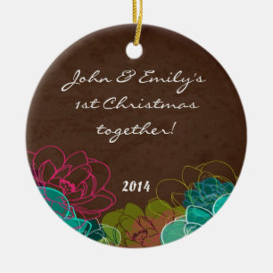 Ornamento de nombre personalizado de Rosa floral d