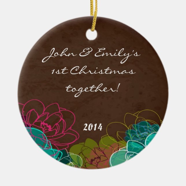 Ornamento de nombre personalizado de Rosa floral d (Frente)