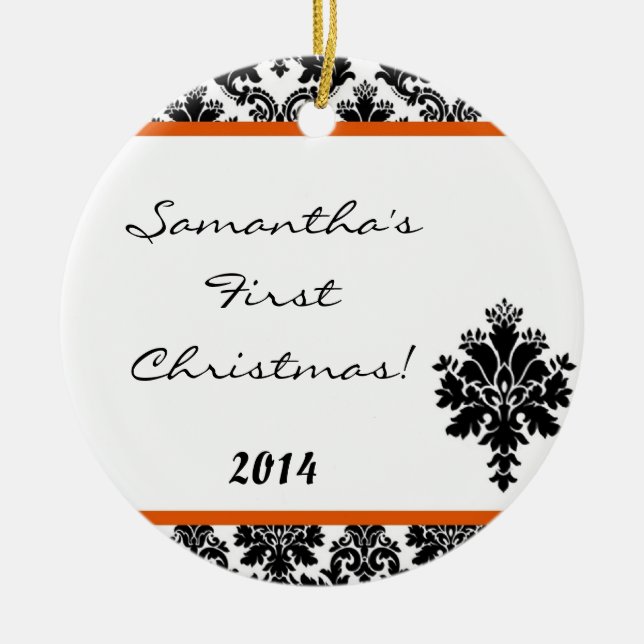 Ornamento de nombre personalizado del naranja Dama (Frente)