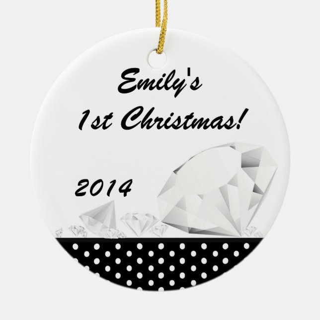 Ornamento de nombre personalizado Diamond Glitz Gl (Frente)