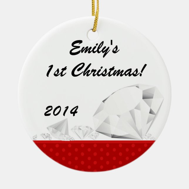 Ornamento de nombre personalizado Diamond Glitz Gl (Frente)