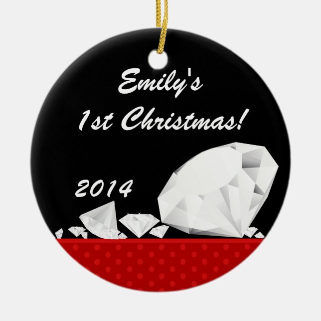 Ornamento de nombre personalizado Diamond Glitz Gl (Frente)