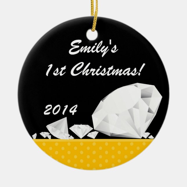 Ornamento de nombre personalizado Diamond Glitz Gl (Frente)