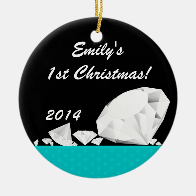 Ornamento de nombre personalizado Diamond Glitz Gl (Frente)