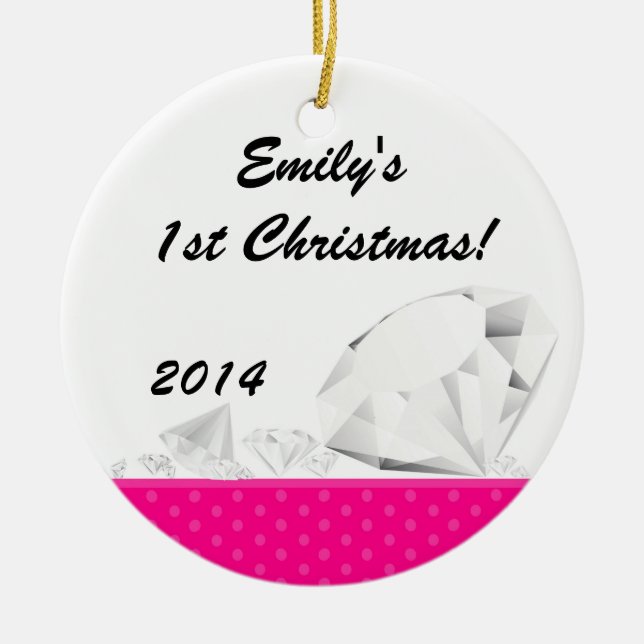 Ornamento de nombre personalizado Diamond Glitz Gl (Frente)