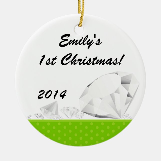 Ornamento de nombre personalizado Diamond Glitz Gl (Frente)