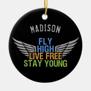 Ornamento de nombre personalizado FLY HIGH