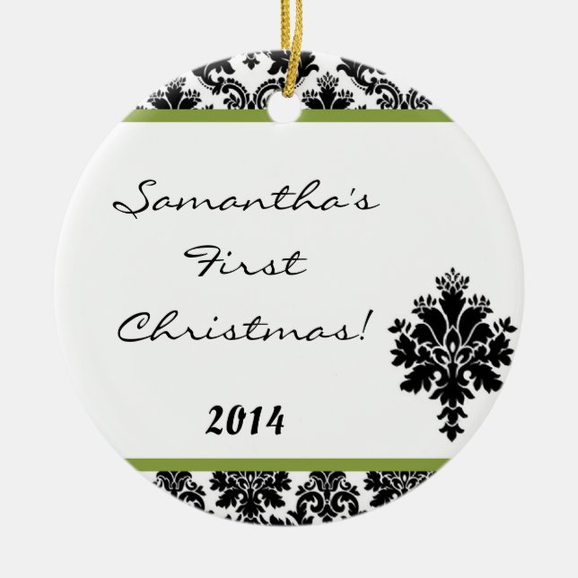 Ornamento de nombre personalizado Lime Green Damas (Frente)