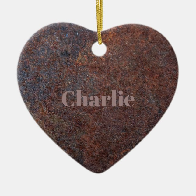 Ornamento de nombre personalizado "Rusty Heart" (Frente)
