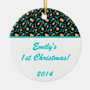 Ornamento de nombre personalizado verde azulado de