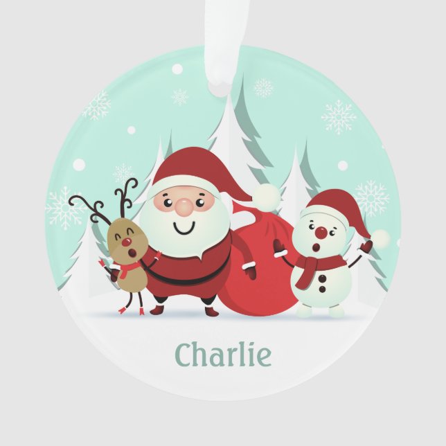 Ornamento de nombres personalizados de Santa, Rein (Anverso)