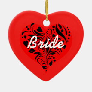 Ornamento De Novias Rojo Y Negro
