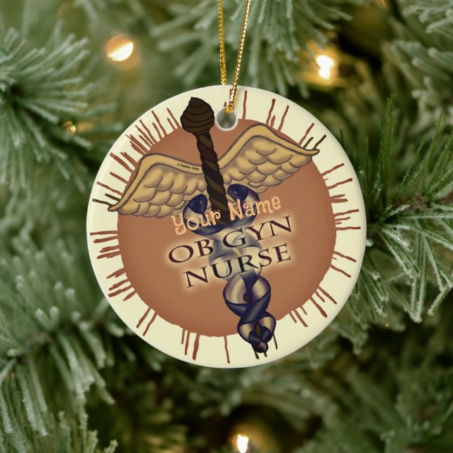 Ornamento de OB Gyn Nurse Caduceus (Árbol)