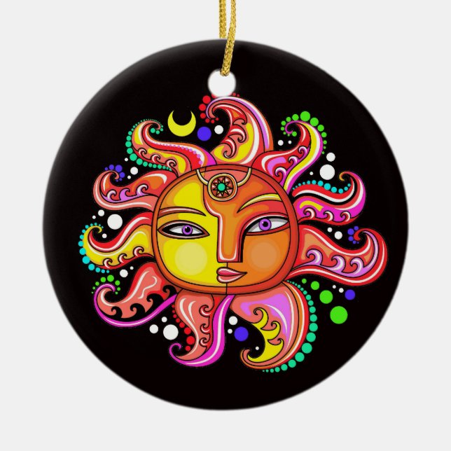 Ornamento de ojos morados de Sunface #2 - Regalo - (Frente)
