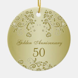 Ornamento de oro del aniversario de boda de los