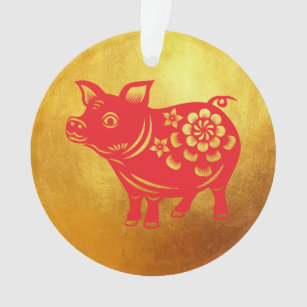 Ornamento de oro del Año Cerdo Rojo