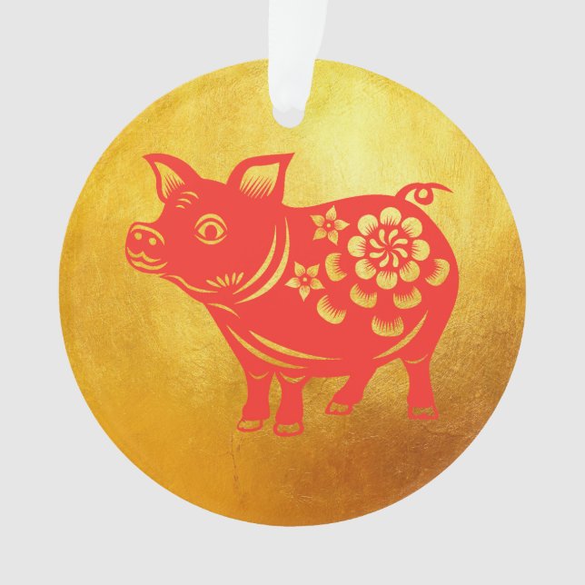 Ornamento de oro del Año Cerdo Rojo (Anverso)