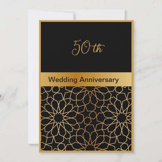 ornamento de oro negro tarjeta de 50 años de boda (Anverso)
