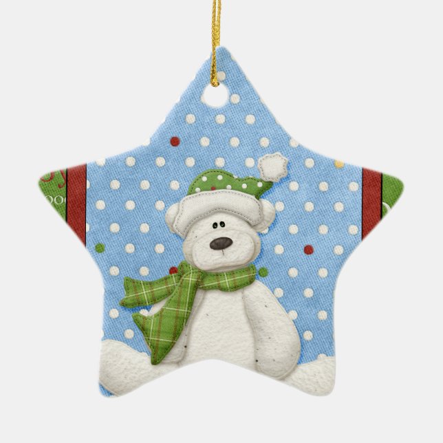Ornamento de oso polar con nieve (Frente)
