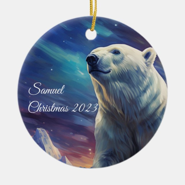 Ornamento de oso polar personalizado (Frente)