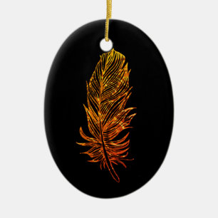 Ornamento de Oval de Golden Feather Art