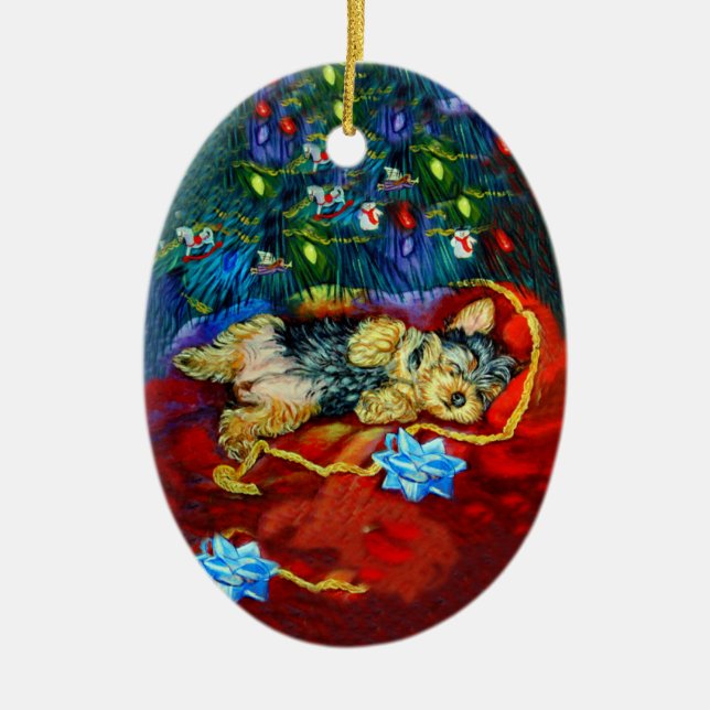 Ornamento de Oval de Yorkshire Terrier (Frente)