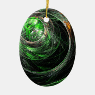 Ornamento de óvalo artístico del resumen verde mun