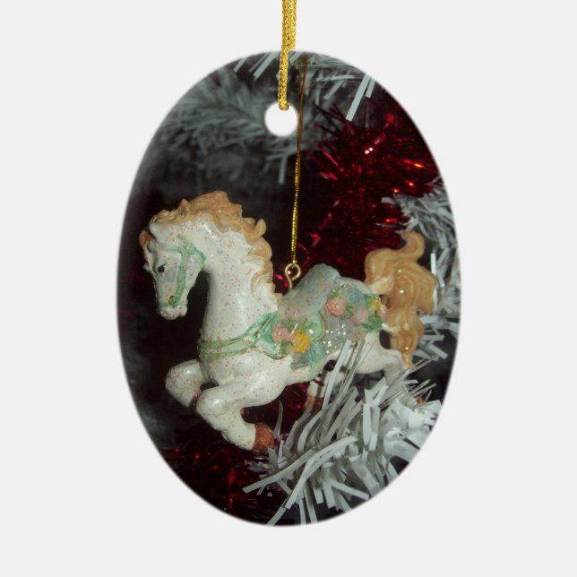 Ornamento de óvalo de caballo de carrusel (Frente)