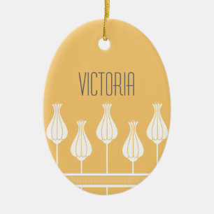 Ornamento de óvalo floral de arte coral deco