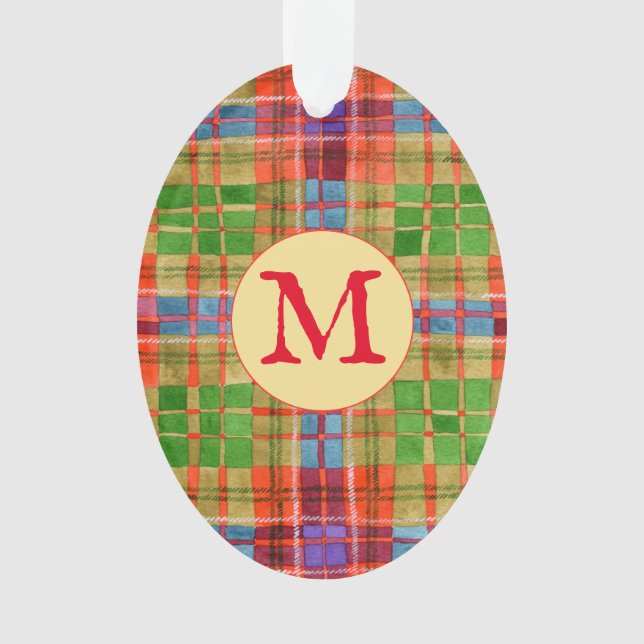 Ornamento de ovario acrílico MAC RAE TARTAN + inic (Anverso)