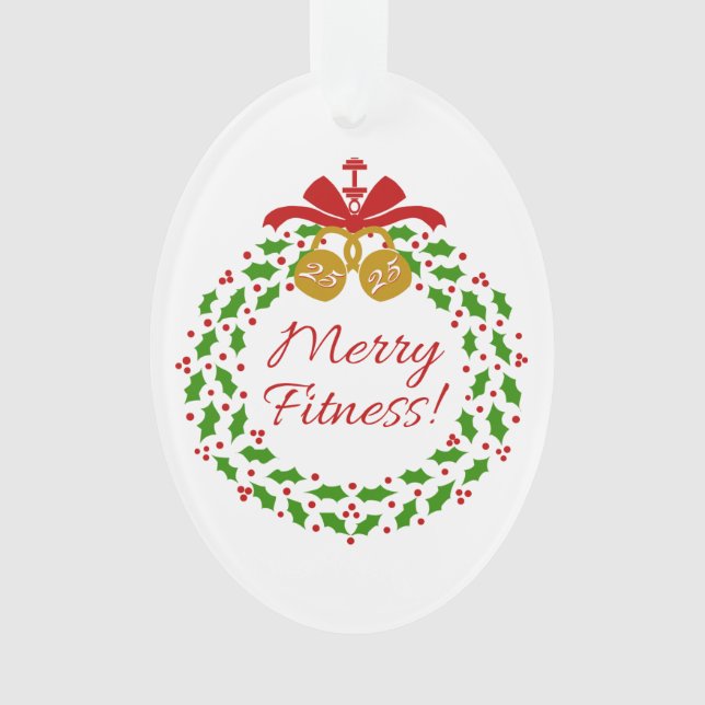 Ornamento de ovario acrillado de Merry Fitness Wre (Anverso)
