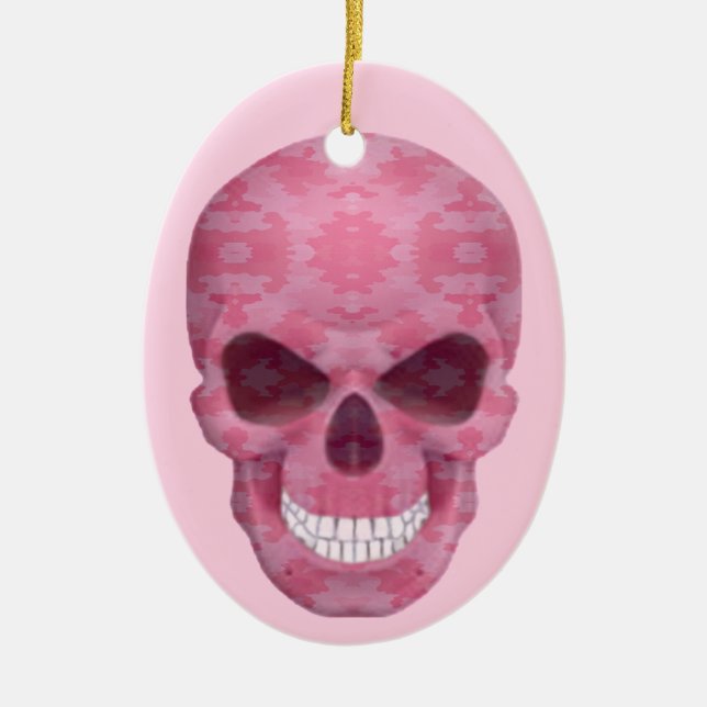 Ornamento de oveja de cráneo de camuflaje rosa (Frente)