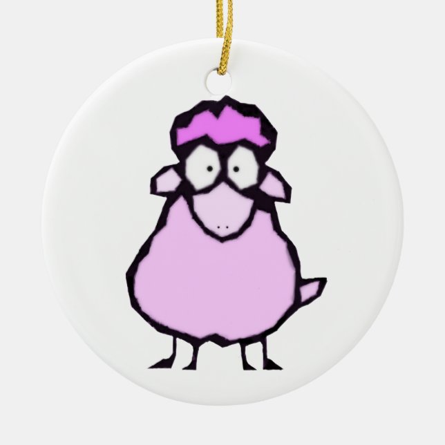 Ornamento de oveja rosa (Frente)