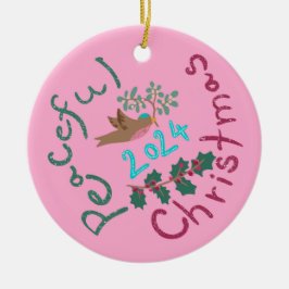 Ornamento de pájaro mistletoe 2024 para Navidades 