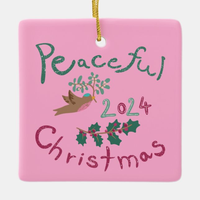 Ornamento de pájaro mistletoe 2024 para Navidades  (Anverso)