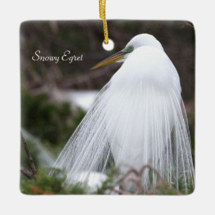 Ornamento de pájaro Snowy Egret