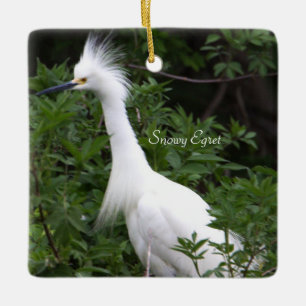 Ornamento de pájaro Snowy Egret